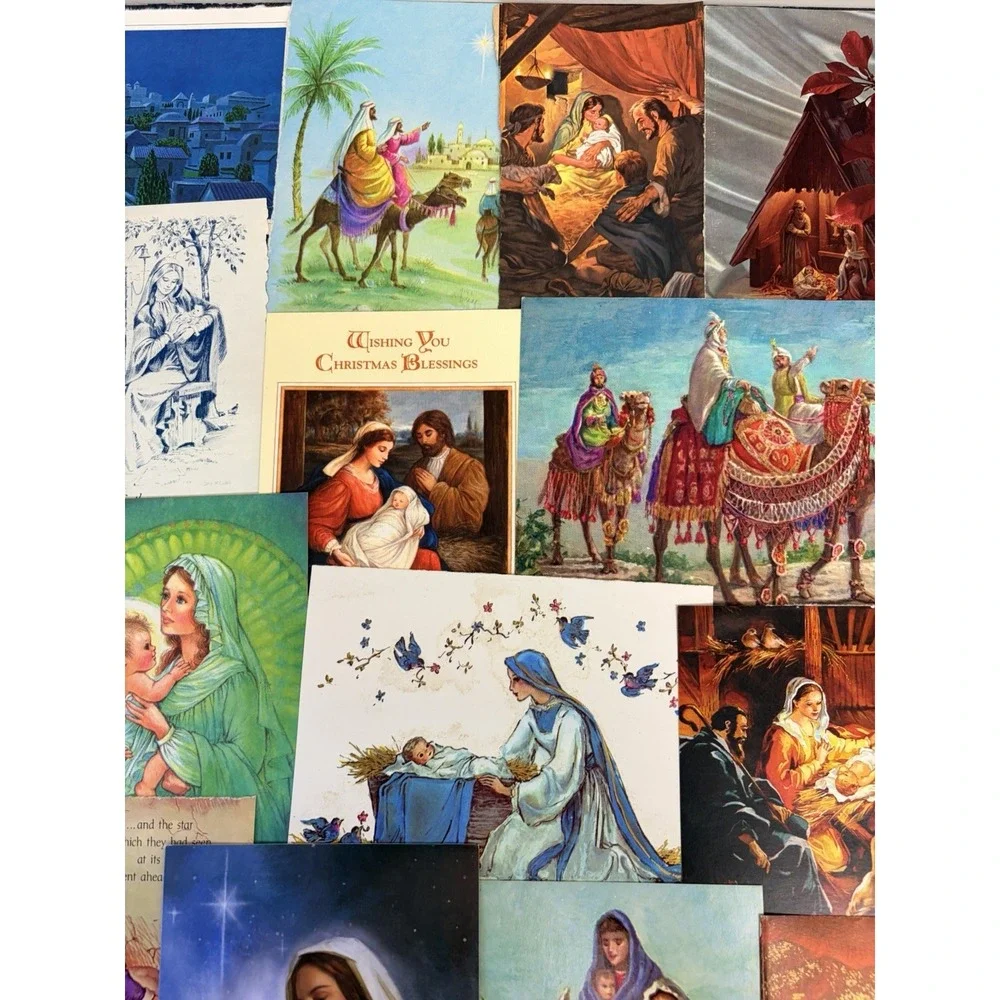 Vintage Christmas Cards Fronts ONLY Nativity Scrapbooking Crafts Lot of 50+